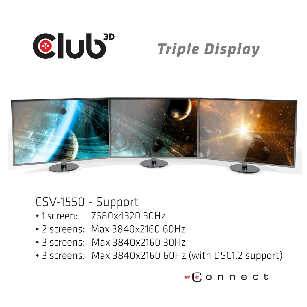 USB-C®Multi Stream Transport (MST)Hub DisplayPort™1.4 Triple Monitor